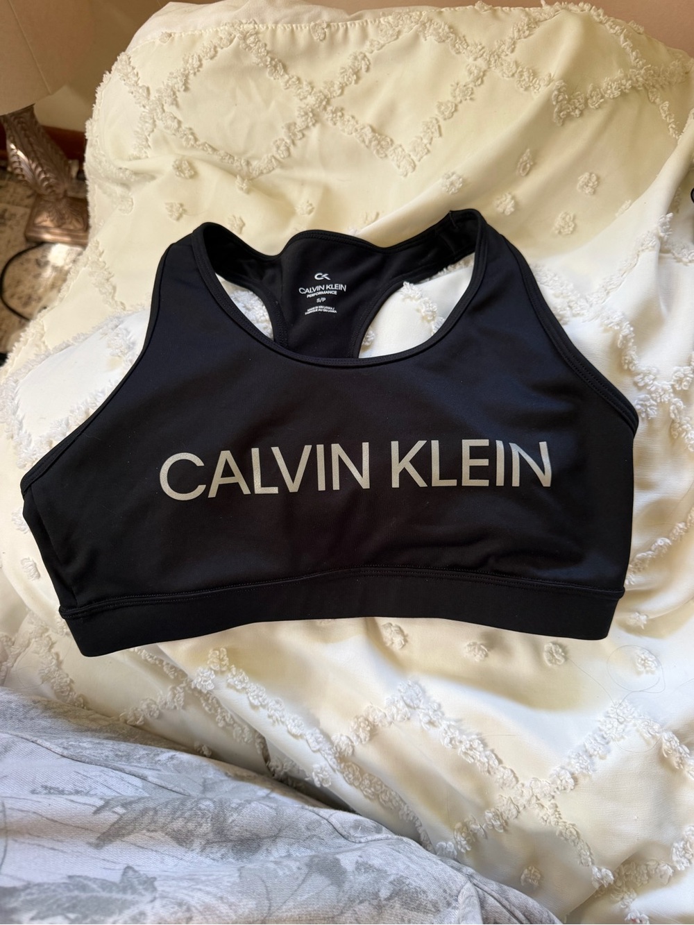 Calvin Klein Black Logo Racerback Sports Bra